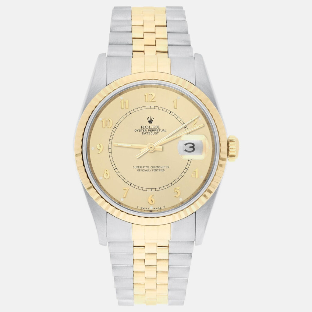 Rolex Datejust 16233 Automatic Champagne 18k Yellow Gold Stainless Steel Men's Wristwatch 36 mm Rolex Datejust 16233 Automatic Champagne 18k Yellow Gold Stainless Steel Men's Wristwatch 36 mm