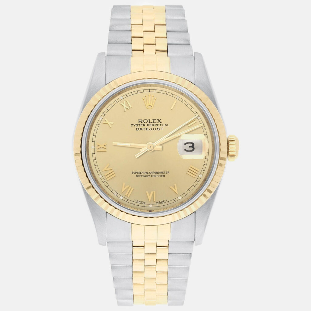 Rolex Datejust 16233 Automatic Champagne 18k Yellow Gold Stainless Steel Men's Wristwatch 36 mm Rolex Datejust 16233 Automatic Champagne 18k Yellow Gold Stainless Steel Men's Wristwatch 36 mm
