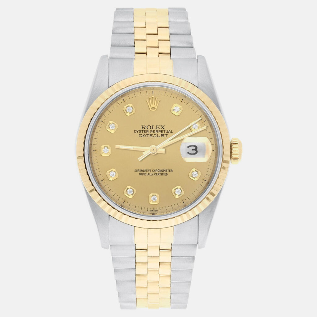 Rolex Datejust 16233 Automatic Champagne 18k Yellow Gold Stainless Steel Men's Wristwatch 36 mm Rolex Datejust 16233 Automatic Champagne 18k Yellow Gold Stainless Steel Men's Wristwatch 36 mm