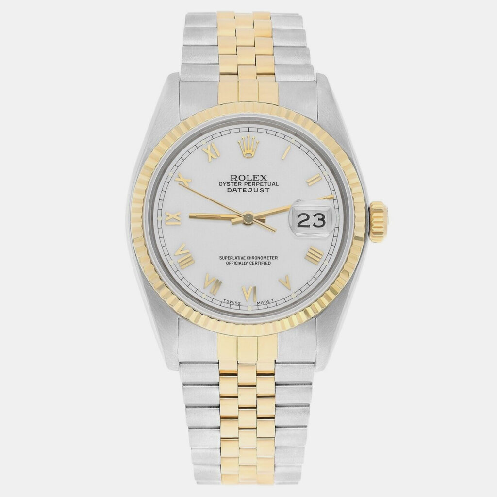 Rolex Datejust 16013 Automatic White 18k Yellow Gold Stainless Steel Men's Wristwatch 36 mm Rolex Datejust 16013 Automatic White 18k Yellow Gold Stainless Steel Men's Wristwatch 36 mm