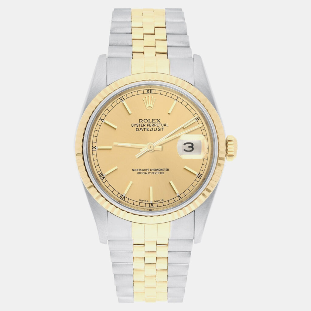 Rolex Datejust 16233 Automatic Champagne 18k Yellow Gold Stainless Steel Men's Wristwatch 36 mm Rolex Datejust 16233 Automatic Champagne 18k Yellow Gold Stainless Steel Men's Wristwatch 36 mm