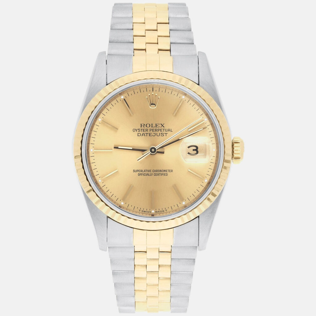 Rolex Datejust 16233 Automatic Champagne 18k Yellow Gold Stainless Steel Men's Wristwatch 36 mm Rolex Datejust 16233 Automatic Champagne 18k Yellow Gold Stainless Steel Men's Wristwatch 36 mm