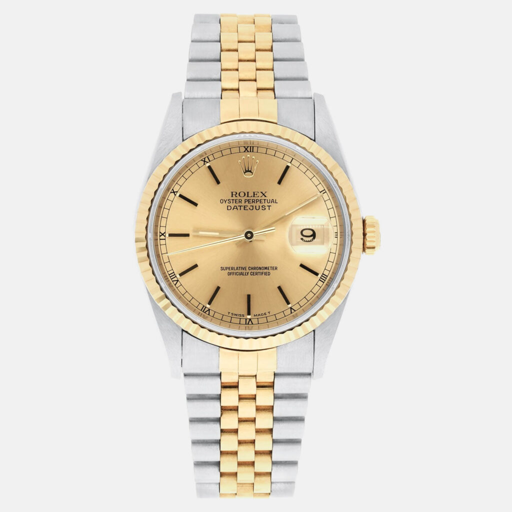 Rolex Datejust 16233 Automatic Champagne 18k Yellow Gold Stainless Steel Men's Wristwatch 36 mm Rolex Datejust 16233 Automatic Champagne 18k Yellow Gold Stainless Steel Men's Wristwatch 36 mm
