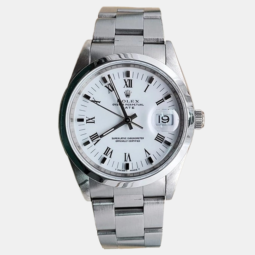 Rolex Oyster Perpetual Date 15200 Automatic White Stainless Steel Men's Wristwatch 34 mm Rolex Oyster Perpetual Date 15200 Automatic White Stainless Steel Men's Wristwatch 34 mm