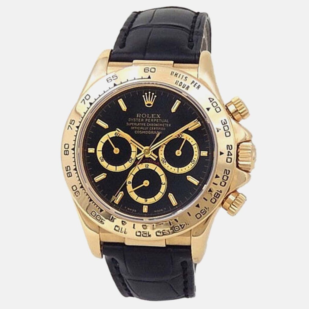 Rolex Cosmograph Daytona 16518 Automatic Black 18K Yellow Gold Men’s Wristwatch 40 mm Rolex Cosmograph Daytona 16518 Automatic Black 18K Yellow Gold Men’s Wristwatch 40 mm