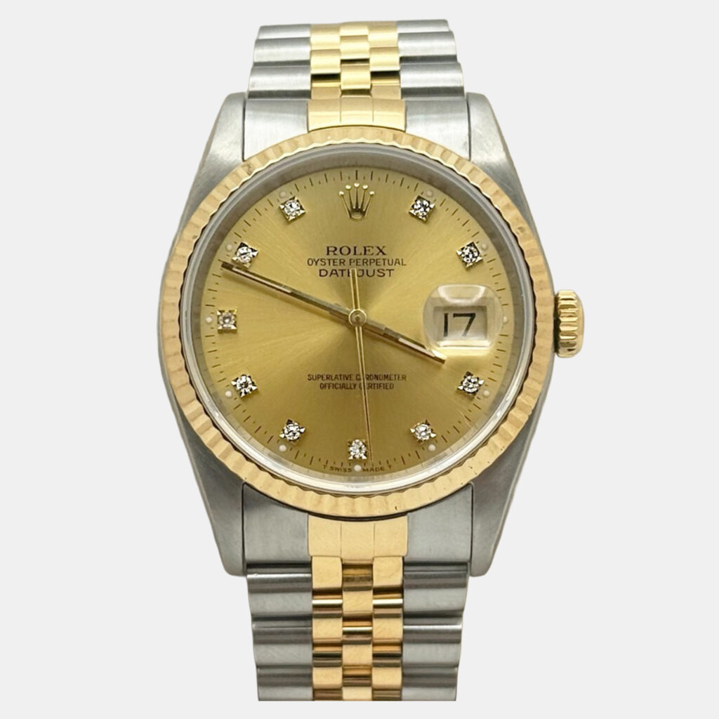 Rolex Datejust 16233 Automatic Champagne Diamond 18k Yellow Gold Stainless Steel Men's Wristwatch 36 mm Rolex Datejust 16233 Automatic Champagne Diamond 18k Yellow Gold Stainless Steel Men's Wristwatch 36 mm
