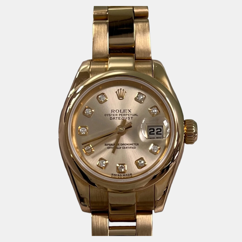 luxury-men-rolex-used-watches-p1220545-010.jpg Rolex President Datejust 179165 Automatic Pink Diamond 18k Rose Gold Men's Wristwatch 26 mm