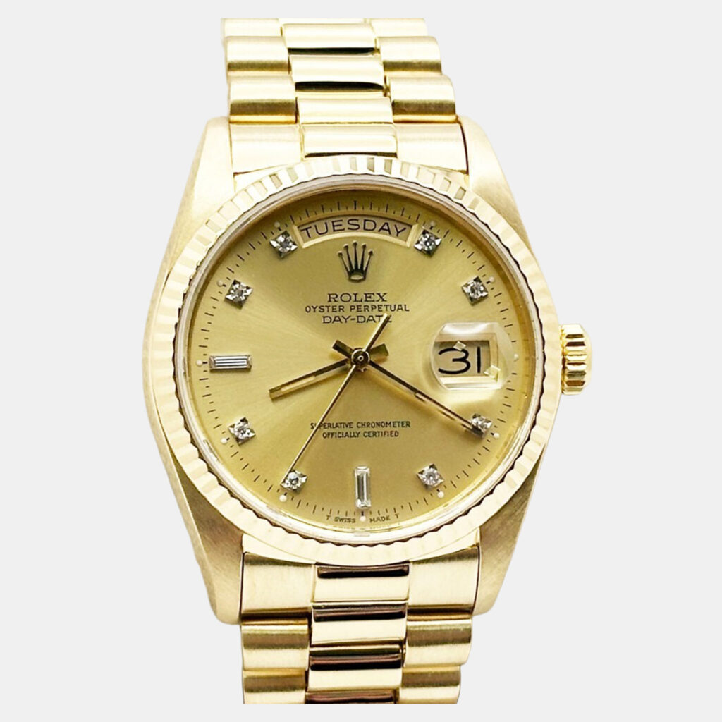 Rolex President Day-Date 18038 Automatic Champagne Diamond 18k Yellow Gold Men's Wristwatch 36 mm Rolex President Day-Date 18038 Automatic Champagne Diamond 18k Yellow Gold Men's Wristwatch 36 mm