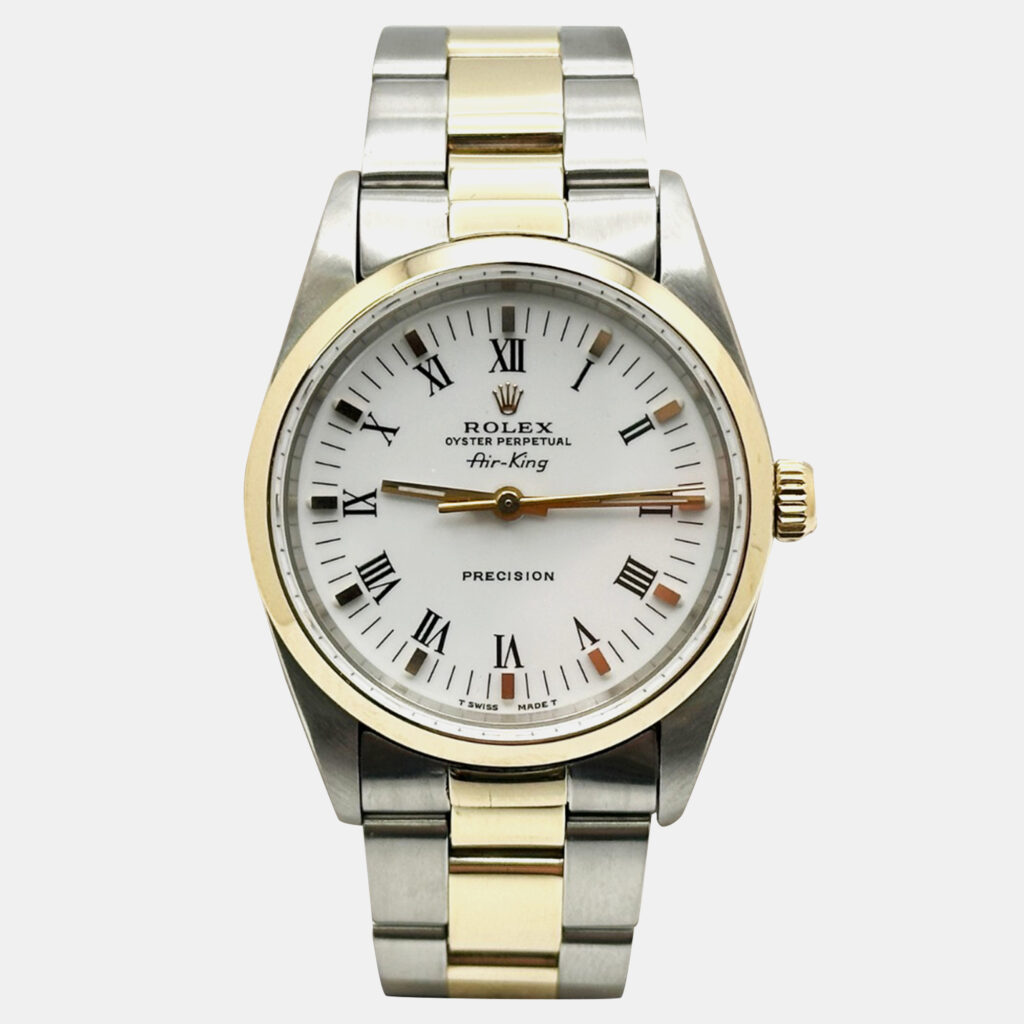 Rolex Air-King 14000 Automatic White 14k Yellow Gold Stainless Steel Men's Wristwatch 34 mm Rolex Air-King 14000 Automatic White 14k Yellow Gold Stainless Steel Men's Wristwatch 34 mm