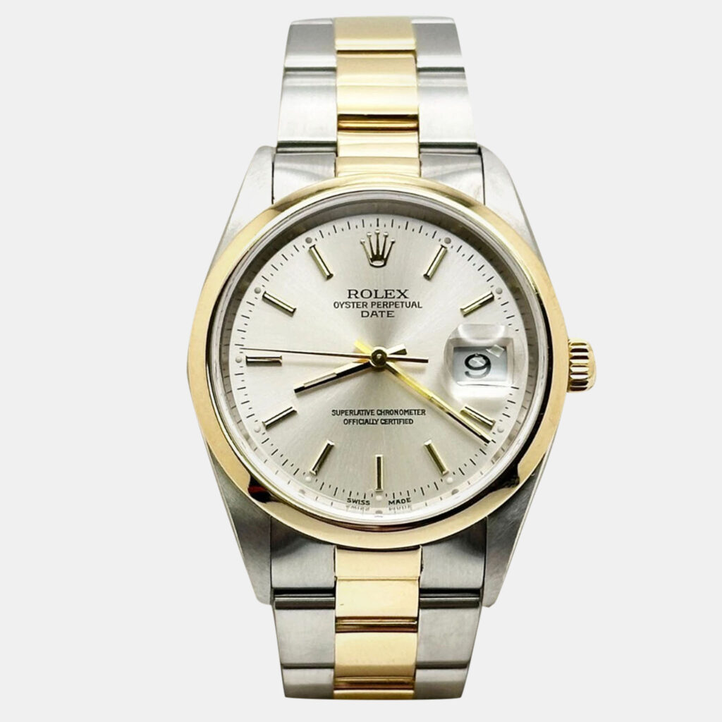 Rolex Date 15203 Automatic Silver 18K Yellow Gold Stainless Steel Men's Wristwatch 34 mm Rolex Date 15203 Automatic Silver 18K Yellow Gold Stainless Steel Men's Wristwatch 34 mm