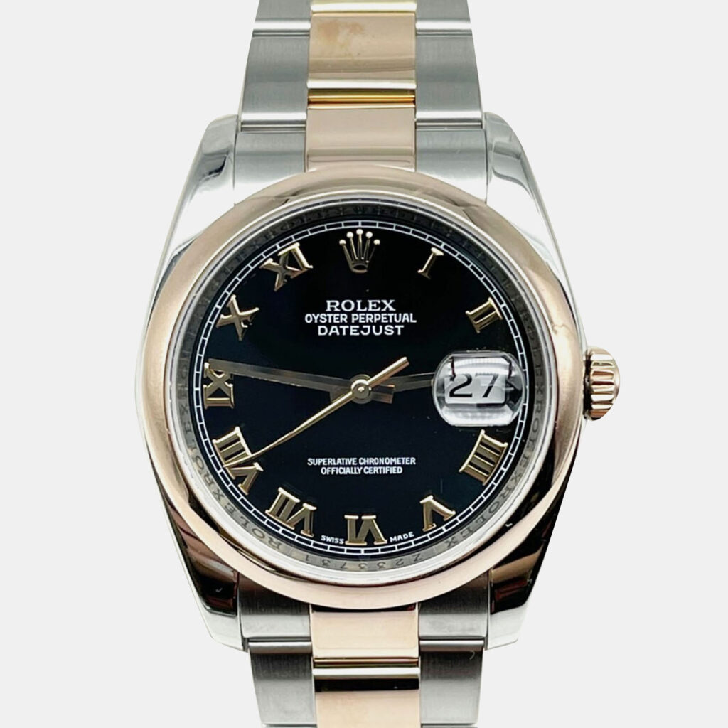 Rolex Datejust 116201 Automatic Black 18k Rose Gold Stainless Steel Men's Wristwatch 36 mm Rolex Datejust 116201 Automatic Black 18k Rose Gold Stainless Steel Men's Wristwatch 36 mm