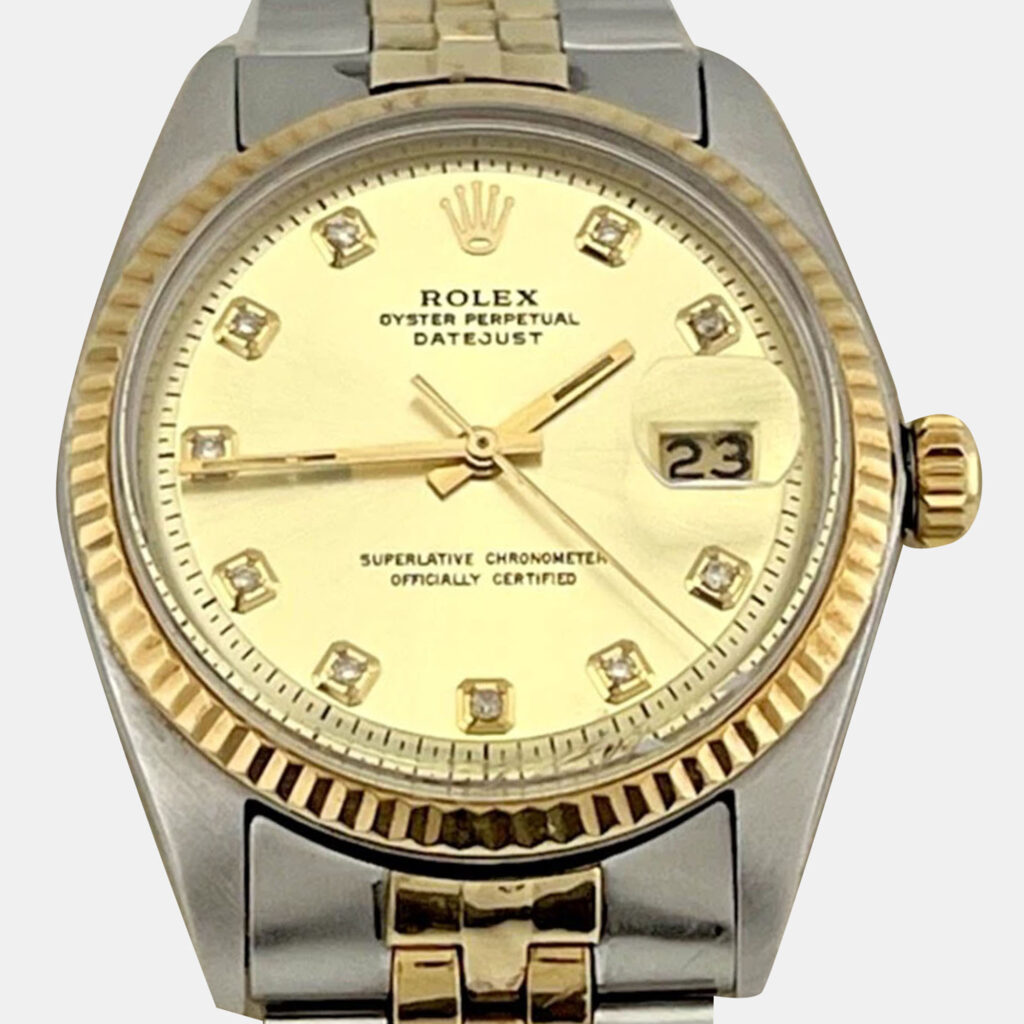 Rolex Datejust 1601 Automatic Champagne Diamond 14k Yellow Gold Stainless Steel Men's Wristwatch 36 mm Rolex Datejust 1601 Automatic Champagne Diamond 14k Yellow Gold Stainless Steel Men's Wristwatch 36 mm