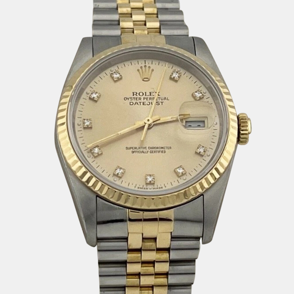 Rolex Datejust 16233 Automatic Champagne Diamond 18K Yellow Gold Stainless Steel Men's Wristwatch 36 mm Rolex Datejust 16233 Automatic Champagne Diamond 18K Yellow Gold Stainless Steel Men's Wristwatch 36 mm