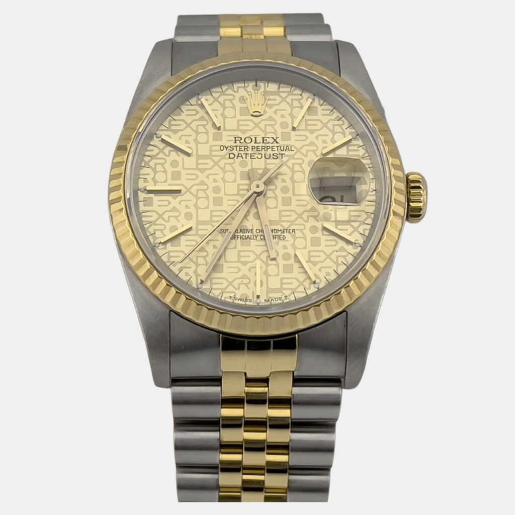 Rolex Datejust 16233 Automatic Champagne Stainless Steel 18K Yellow Gold Men's Wristwatch 36 mm Rolex Datejust 16233 Automatic Champagne Stainless Steel 18K Yellow Gold Men's Wristwatch 36 mm