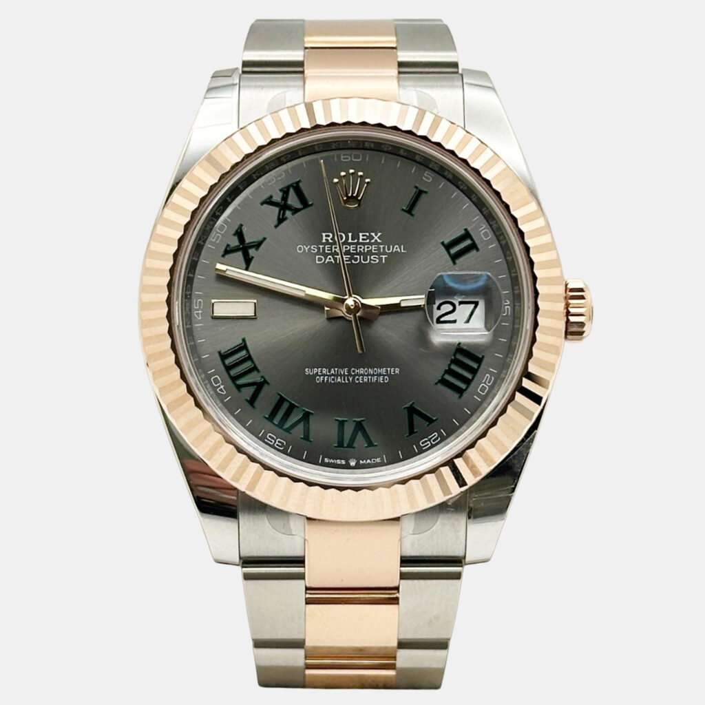 luxury-men-rolex-used-watches-p1221963-008.jpg Rolex Datejust 126331 Automatic Slate Wimbledon 18K Rose Gold Stainless Steel Men's Wristwatch 41 mm