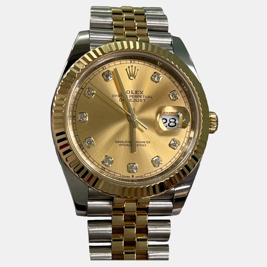luxury-men-rolex-used-watches-p1221965-007-1.jpg Rolex Datejust 126333 Automatic Champagne Diamond 18K Yellow Gold Stainless Steel Men's Wristwatch 41 mm