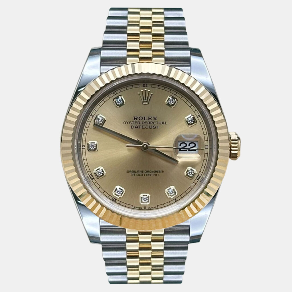 luxury-men-rolex-used-watches-p1222414-001.jpg Rolex Datejust 126333 Automatic Champagne Diamond 18K Yellow Gold Stainless Steel Men's Wristwatch 41 mm