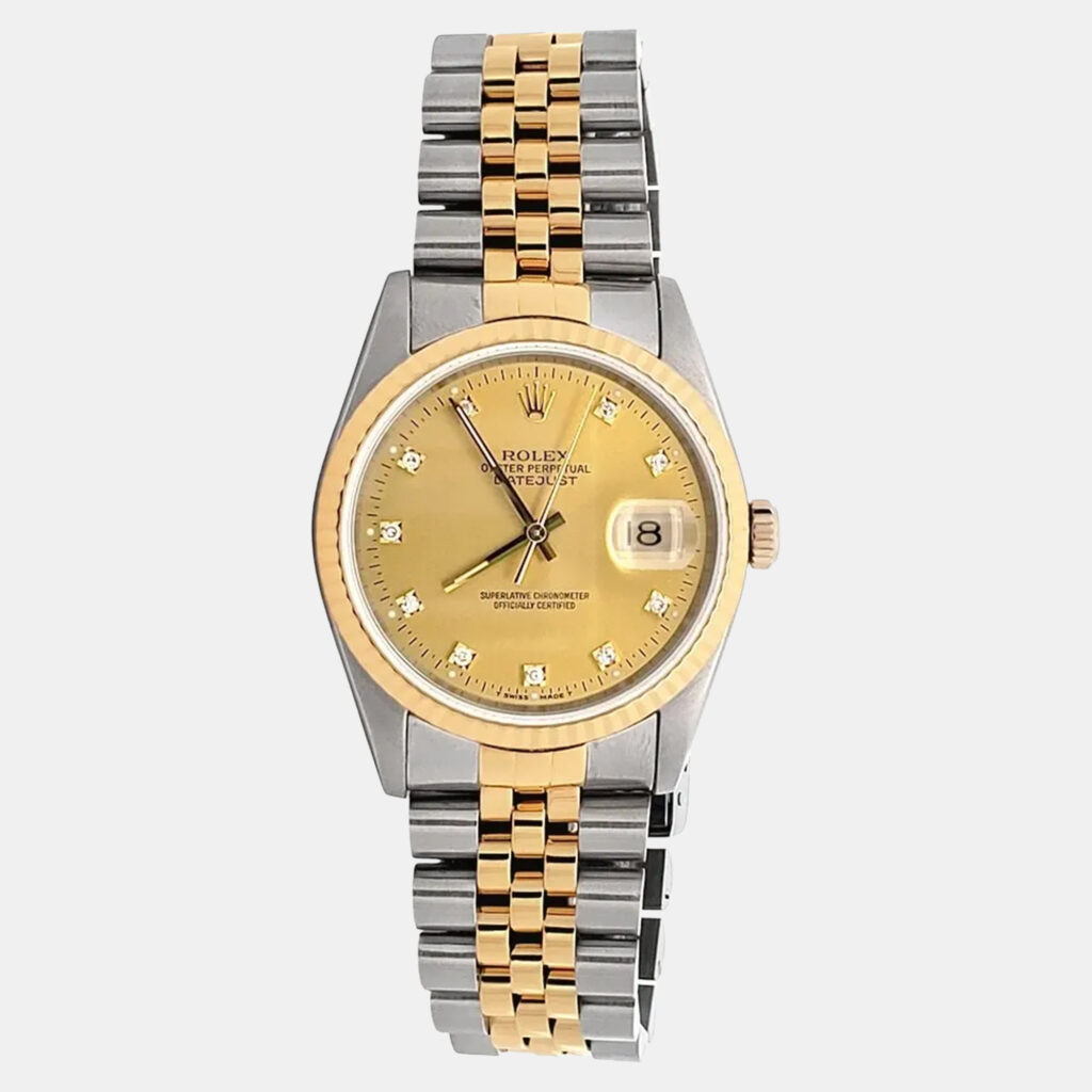 Rolex Datejust 16233 Automatic Champagne Diamond 18K Yellow Gold Stainless Steel Men's Wristwatch 36 mm Rolex Datejust 16233 Automatic Champagne Diamond 18K Yellow Gold Stainless Steel Men's Wristwatch 36 mm