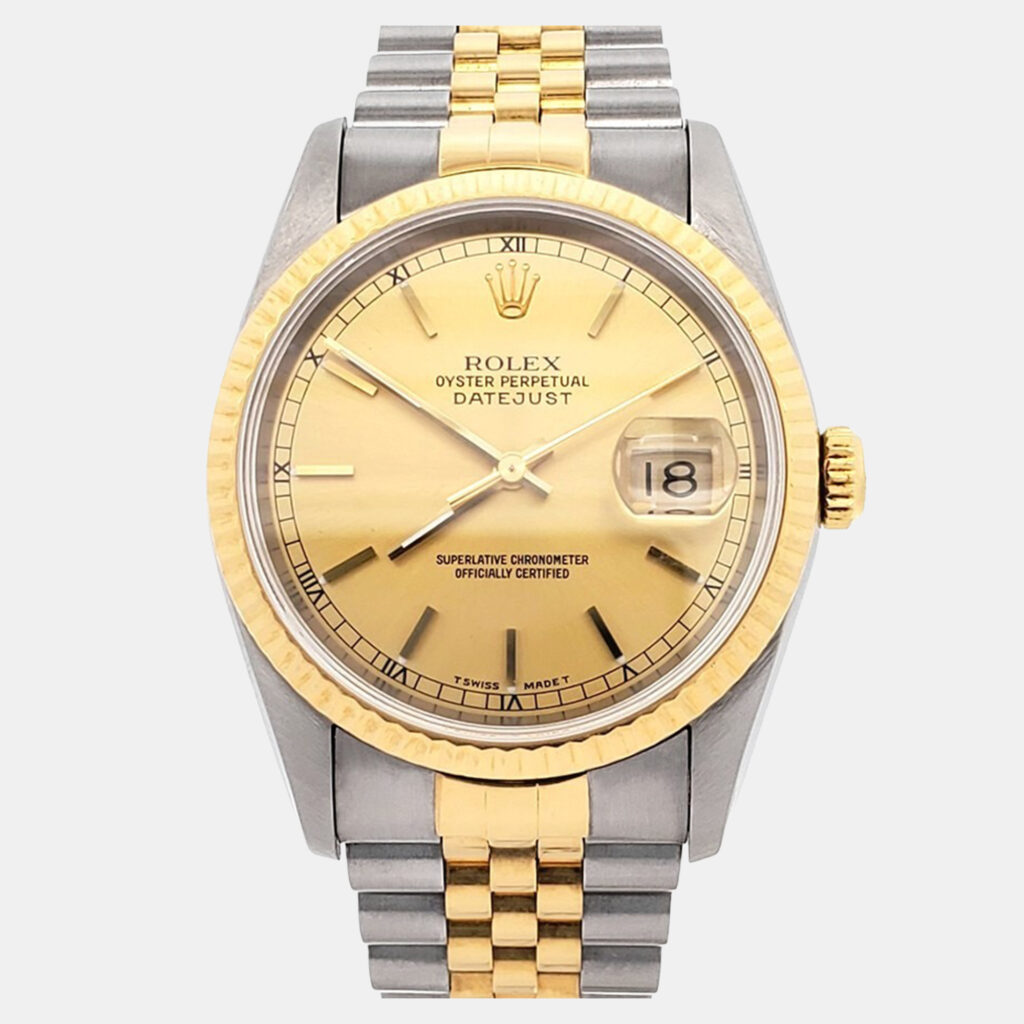 Rolex Datejust 16233 Automatic Champagne 18K Yellow Gold Stainless Steel Men's Wristwatch 36 mm Rolex Datejust 16233 Automatic Champagne 18K Yellow Gold Stainless Steel Men's Wristwatch 36 mm