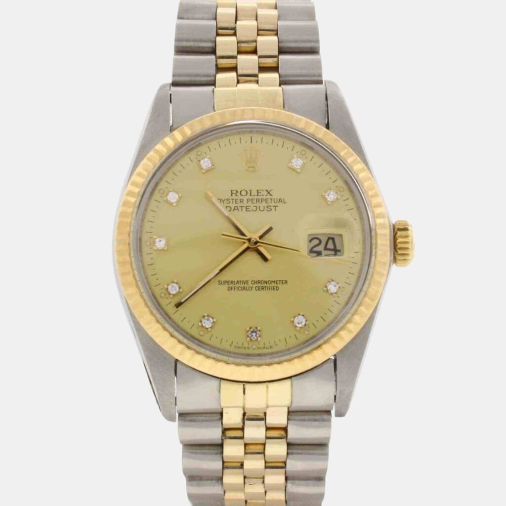 Rolex Datejust 16013 Automatic Champagne Diamond 18K Yellow Gold Stainless Steel Men's Wristwatch 36 mm Rolex Datejust 16013 Automatic Champagne Diamond 18K Yellow Gold Stainless Steel Men's Wristwatch 36 mm