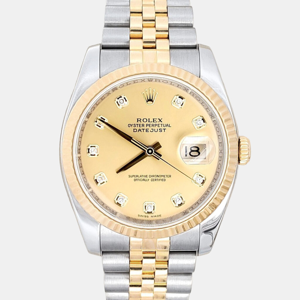 Rolex Datejust 116233 Automatic Champagne Diamond 18K Yellow Gold Stainless Steel Men's Wristwatch 36 mm Rolex Datejust 116233 Automatic Champagne Diamond 18K Yellow Gold Stainless Steel Men's Wristwatch 36 mm