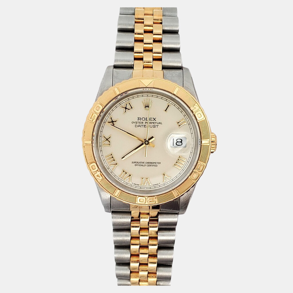Rolex Datejust 16263 Automatic Cream Roman 18k Yellow Gold Stainless Steel Men's Wristwatch 36 mm Rolex Datejust 16263 Automatic Cream Roman 18k Yellow Gold Stainless Steel Men's Wristwatch 36 mm