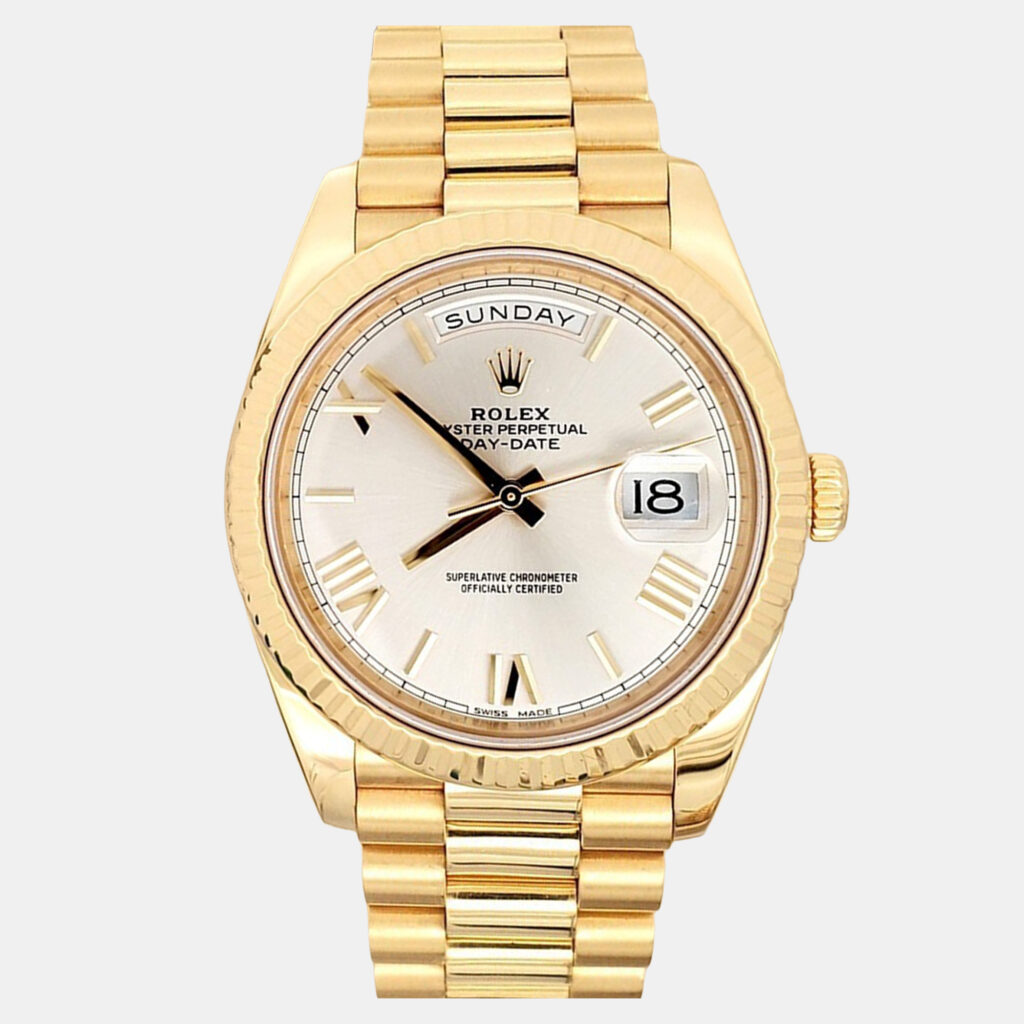 Rolex Day-Date President 228238 Automatic Silver 18k Yellow Gold Men's Wristwatch 40 mm Rolex Day-Date President 228238 Automatic Silver 18k Yellow Gold Men's Wristwatch 40 mm