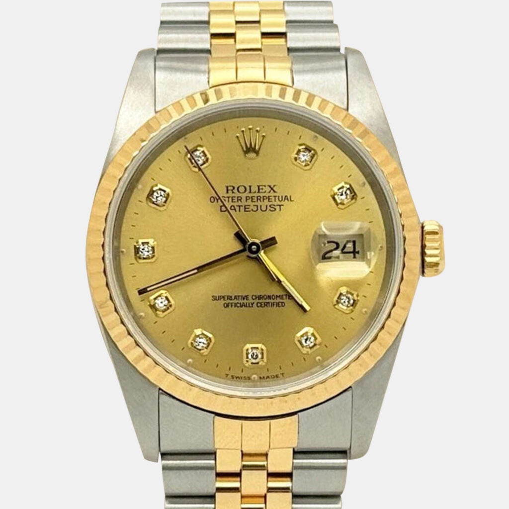 Rolex Datejust 16233 Automatic Champagne Diamond Dial 18K Yellow Gold Stainless Steel Men's Wristwatch 36mm Rolex Datejust 16233 Automatic Champagne Diamond Dial 18K Yellow Gold Stainless Steel Men's Wristwatch 36mm