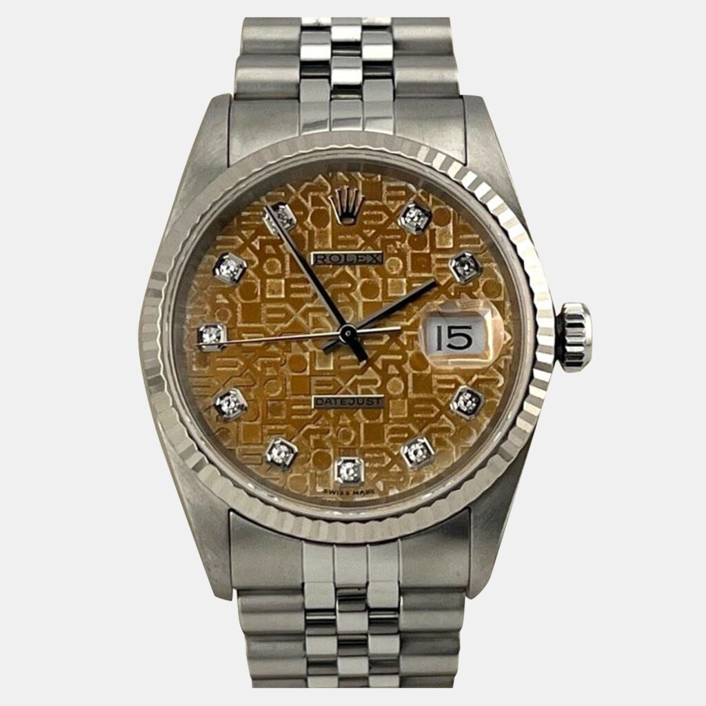 Rolex Datejust 16234 Automatic Tropical Diamond Dial 18k White Gold Stainless Steel Men's Wristwatch 36mm Rolex Datejust 16234 Automatic Tropical Diamond Dial 18k White Gold Stainless Steel Men's Wristwatch 36mm