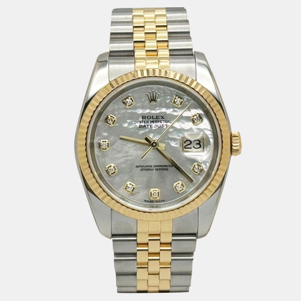 Rolex Datejust 116233 Automatic Mother of Pearl Diamond Dial Stainless Steel 18K Yellow Gold Men's Wristwatch 36mm Rolex Datejust 116233 Automatic Mother of Pearl Diamond Dial Stainless Steel 18K Yellow Gold Men's Wristwatch 36mm