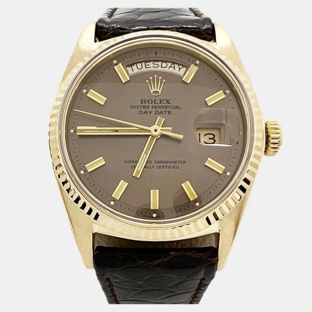 Rolex Day-Date President 1803 Automatic Bronze Wide Boy Dial 18K Yellow Gold Men's Wristwatch 36mm Rolex Day-Date President 1803 Automatic Bronze Wide Boy Dial 18K Yellow Gold Men's Wristwatch 36mm