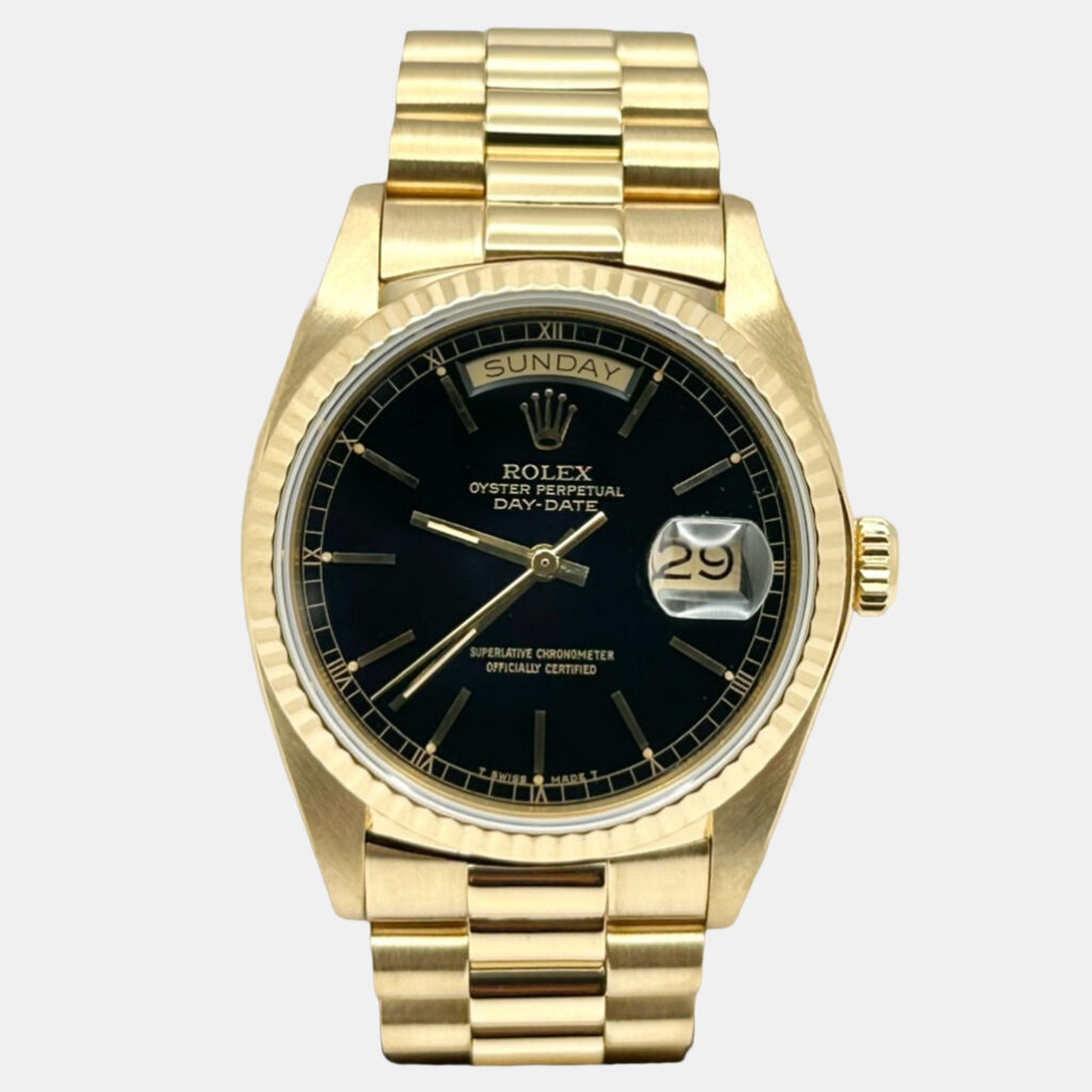 Rolex Day-Date President 18038 Automatic Black Dial 18K Yellow Gold Men's Wristwatch 36mm Rolex Day-Date President 18038 Automatic Black Dial 18K Yellow Gold Men's Wristwatch 36mm