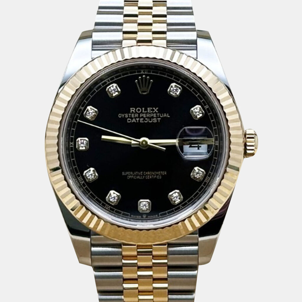 luxury-men-rolex-used-watches-p1239643-004-1.jpg Rolex Datejust 126333 Automatic Black diamonds 18k Yellow Gold Stainless Steel Men's Wristwatch 41 mm