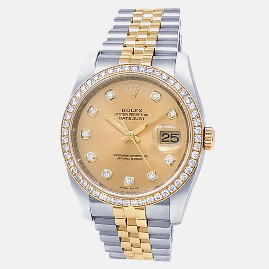Rolex Datejust 116243 Automatic Champagne Dial 18k Yellow Gold Stainless Steel Diamond Men's Wristwatch 36mm Rolex Datejust 116243 Automatic Champagne Dial 18k Yellow Gold Stainless Steel Diamond Men's Wristwatch 36mm