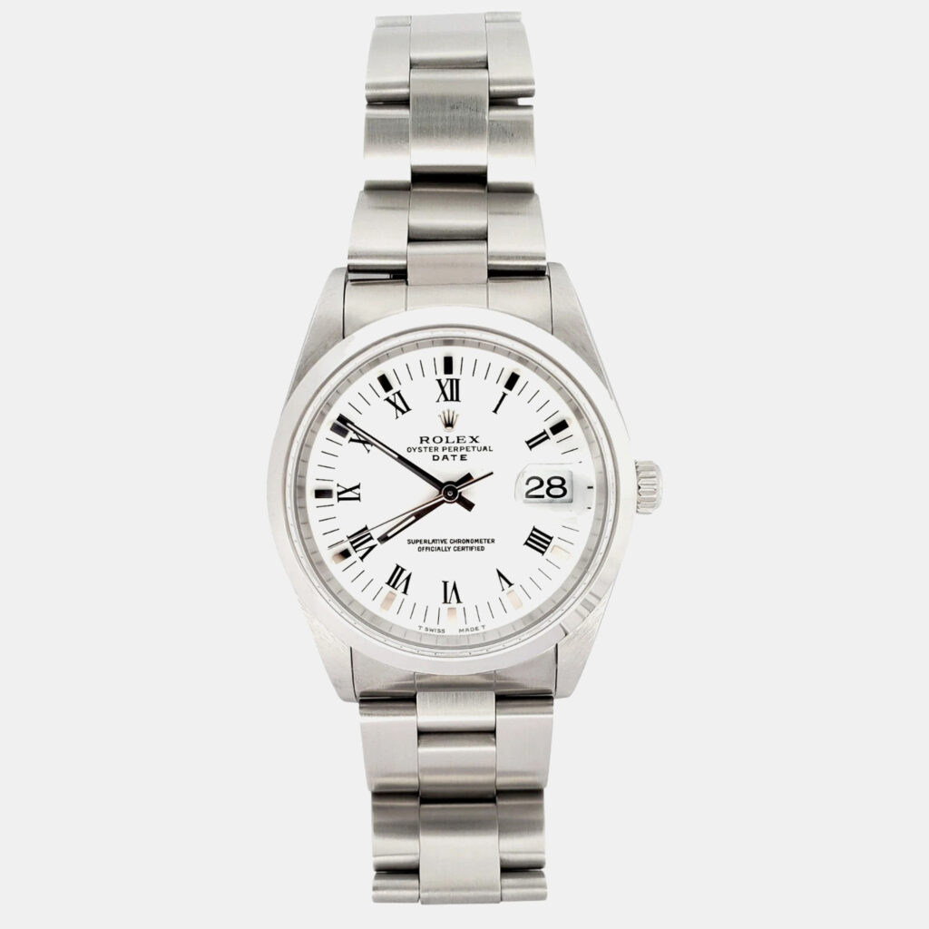 Rolex Oyster Perpetual Date 15200 Automatic White Dial Stainless Steel Men's Wristwatch 34 mm Rolex Oyster Perpetual Date 15200 Automatic White Dial Stainless Steel Men's Wristwatch 34 mm