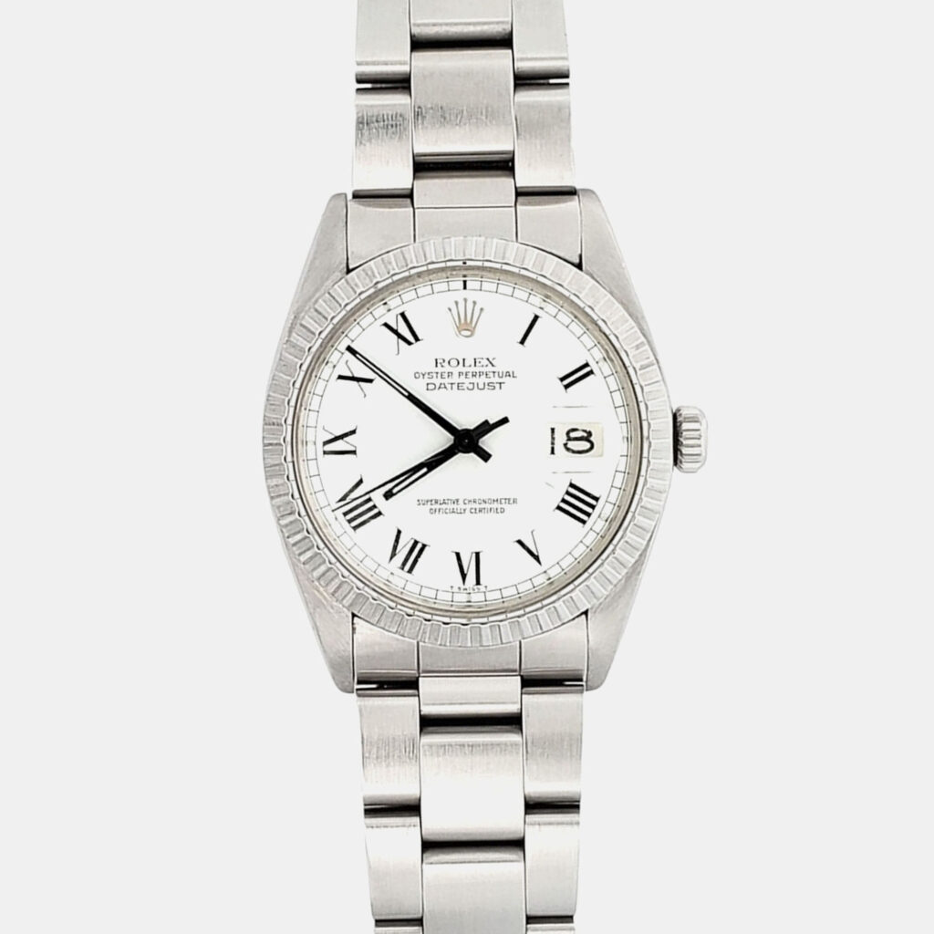 Rolex Datejust 16030 Automatic White Buckley Roman Dial Stainless Steel Men's Wristwatch 36 mm Rolex Datejust 16030 Automatic White Buckley Roman Dial Stainless Steel Men's Wristwatch 36 mm