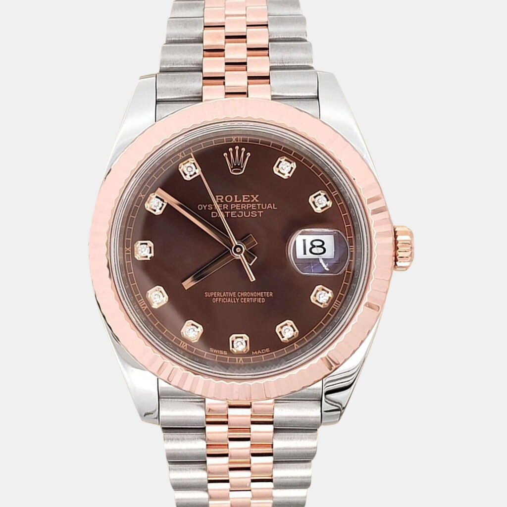 luxury-men-rolex-used-watches-p1242845-009-1.jpg Rolex Datejust 126331 Automatic Diamond Dial 18k Rose Gold Stainless Steel Men's Wristwatch 41 mm