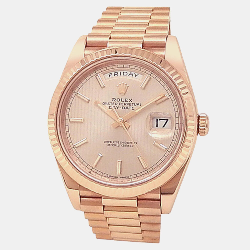 luxury-men-rolex-used-watches-p1244260-002.jpeg Rolex Day-Date 228235 Automatic Sundust Dial 18k Everose Gold Men's Wristwatch 40mm