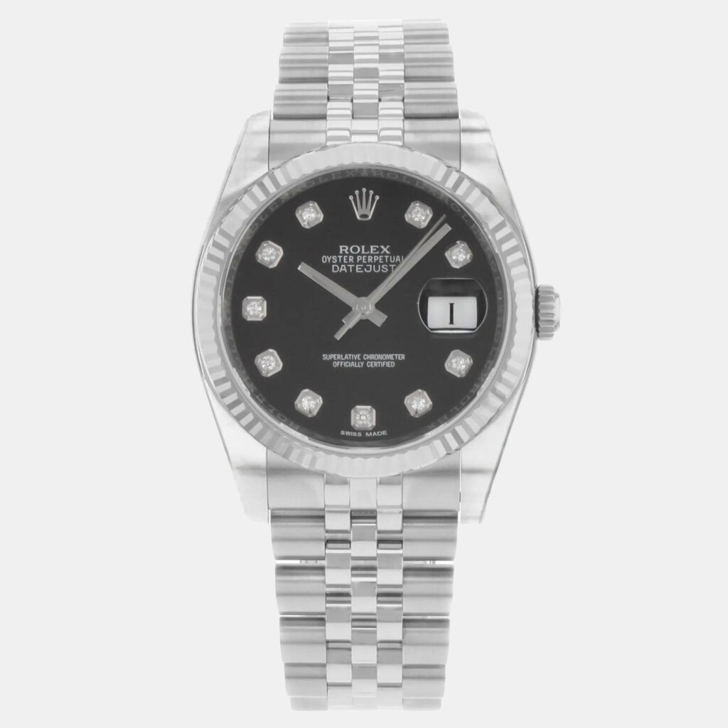 Rolex Datejust 116234 Automatic Black Diamond Dial 18k White Gold Stainless Steel Men's Wristwatch 36mm Rolex Datejust 116234 Automatic Black Diamond Dial 18k White Gold Stainless Steel Men's Wristwatch 36mm