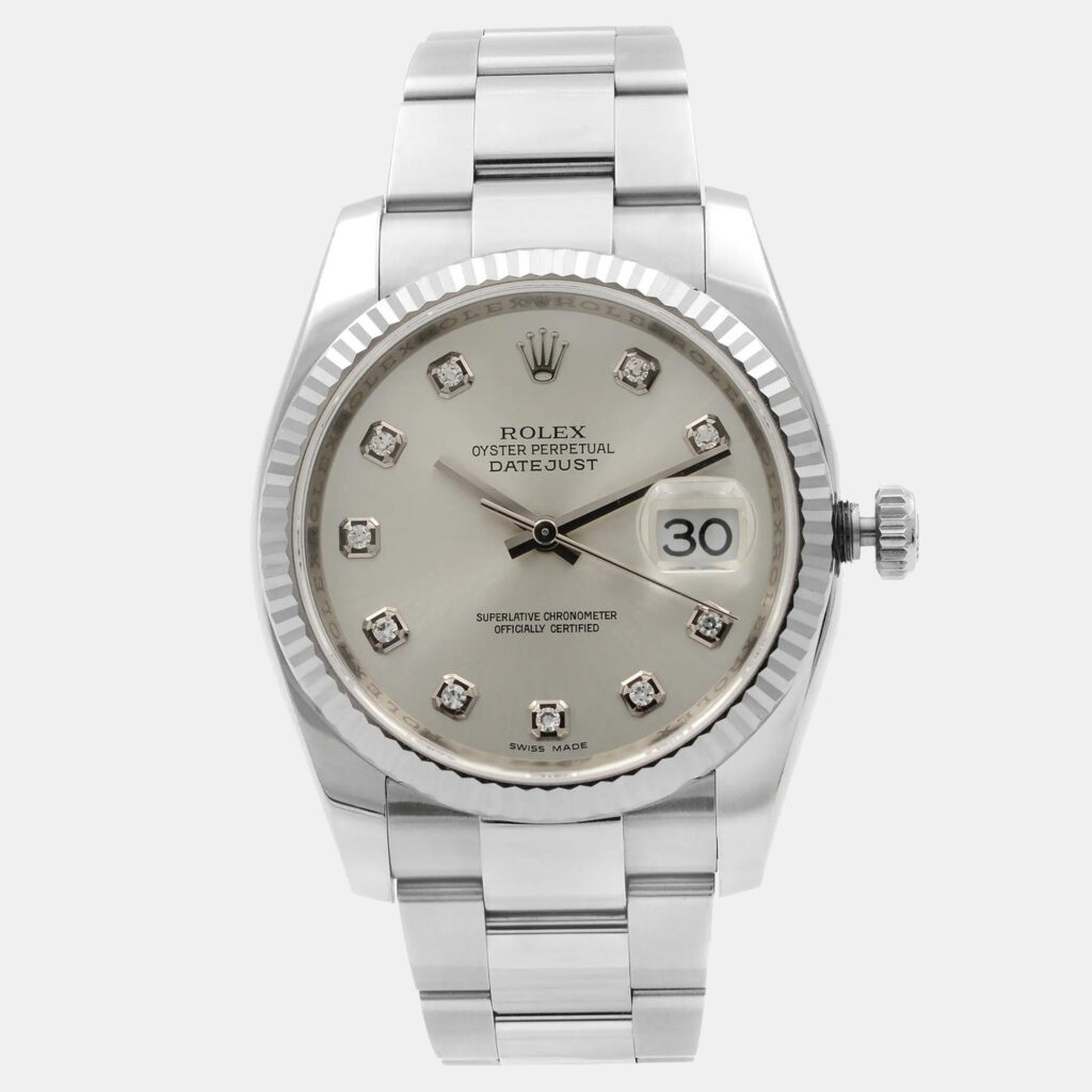 Rolex Datejust 116234 Automatic Silver Diamond Dial Stainless Steel 18k White Gold Men's Wristwatch 36mm Rolex Datejust 116234 Automatic Silver Diamond Dial Stainless Steel 18k White Gold Men's Wristwatch 36mm