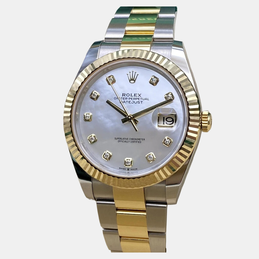 Rolex Datejust 126333 Automatic White Mother of Pearl Diamond Dial Stainless Steel 18k Yellow Gold Men's Wristwatch 41 mm Rolex Datejust 126333 Automatic White Mother of Pearl Diamond Dial Stainless Steel 18k Yellow Gold Men's Wristwatch 41 mm