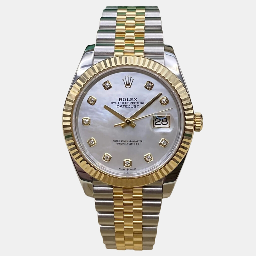luxury-men-rolex-used-watches-p1244298-003.jpg Rolex Datejust 126333 Automatic White Mother of Pearl Diamond Dial Stainless Steel 18k Yellow Gold Men's Wristwatch 41mm
