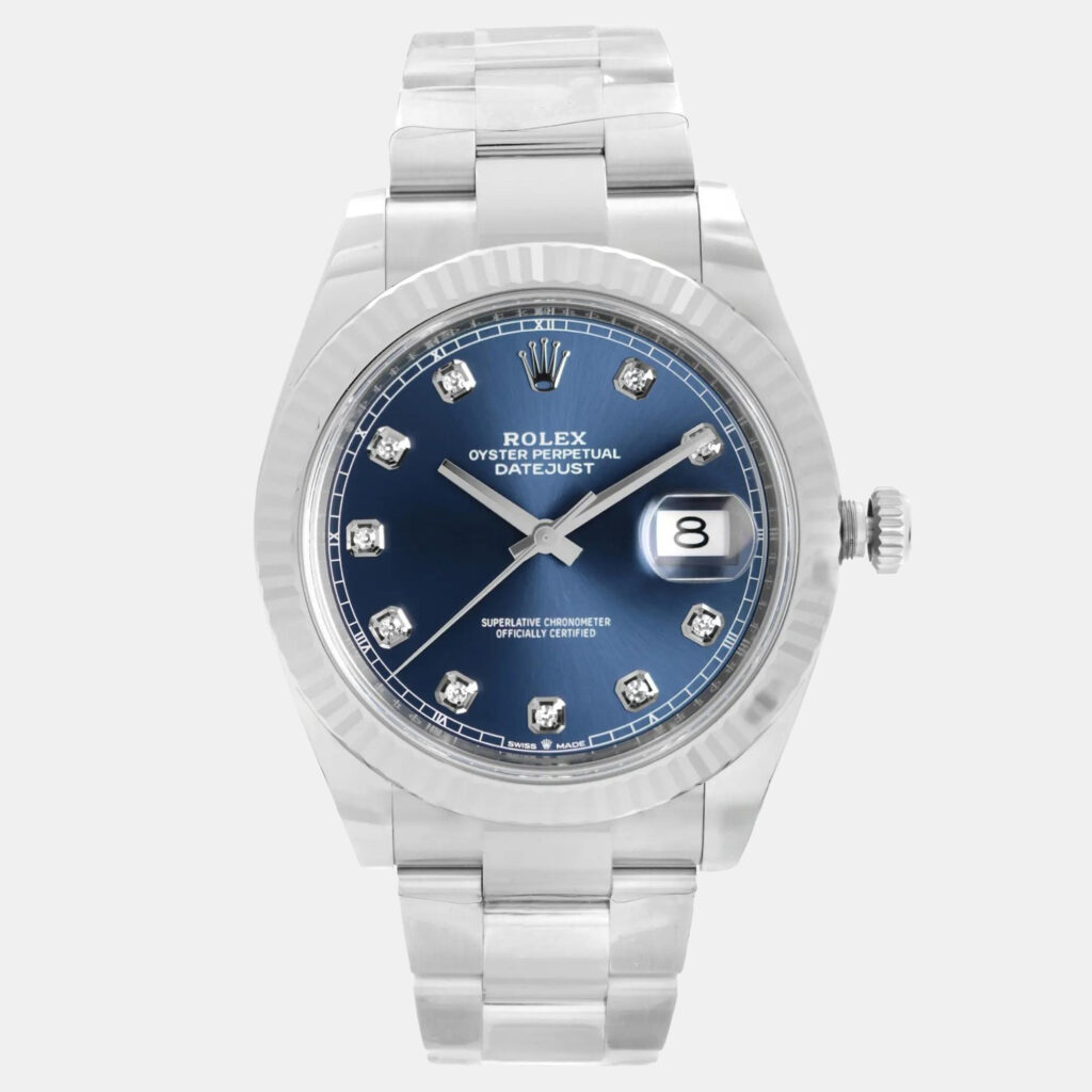 luxury-men-rolex-used-watches-p1244302-002.jpg Rolex Datejust 126334 Automatic Blue Diamond Dial Stainless Steel 18k White Gold Men's Wristwatch 41mm