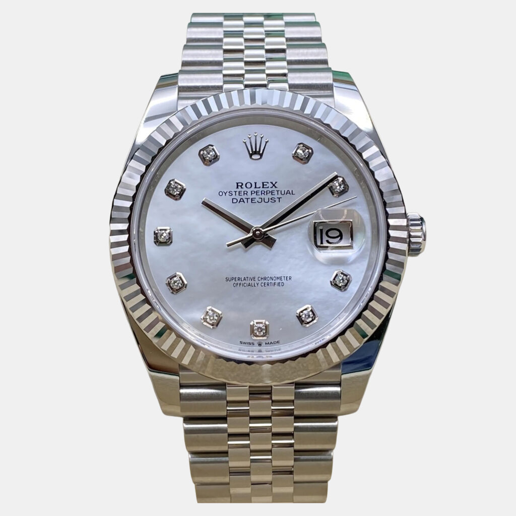luxury-men-rolex-used-watches-p1244304-004-1.jpg Rolex Datejust 126334 Automatic Mother of Pearl Diamond Dial Stainless Steel 18k White Gold Men's Wristwatch 41mm