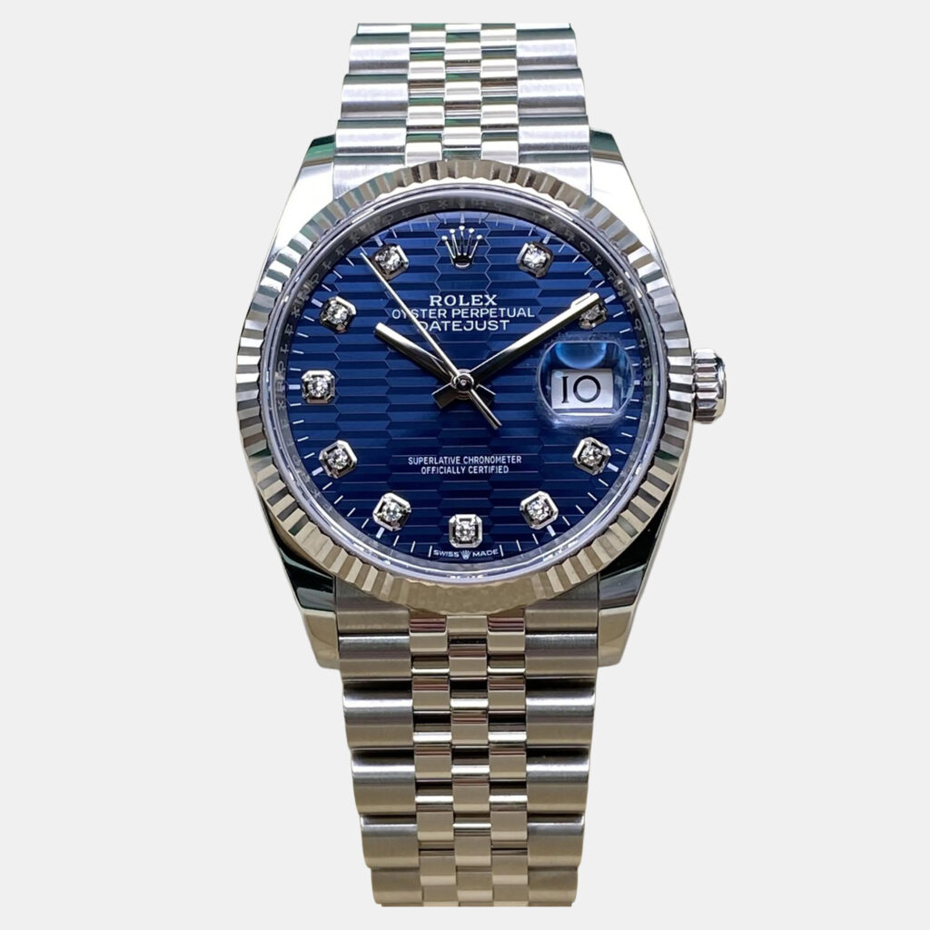 Rolex Datejust 126234 Automatic Blue Motif Diamond Dial Stainless Steel Men's Wristwatch 36 mm