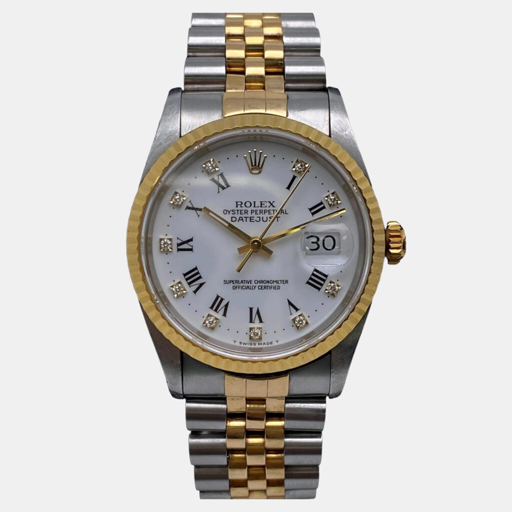 Rolex Datejust 16233 Automatic White Roman Diamond Dial Stainless Steel Men's Wristwatch 36 mm Rolex Datejust 16233 Automatic White Roman Diamond Dial Stainless Steel Men's Wristwatch 36 mm