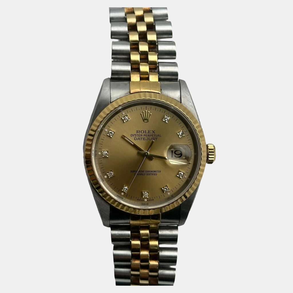 Rolex Datejust 16233 Automatic Champagne Diamond Dial 18K Yellow Gold Stainless Steel Men's Wristwatch 36 mm Rolex Datejust 16233 Automatic Champagne Diamond Dial 18K Yellow Gold Stainless Steel Men's Wristwatch 36 mm