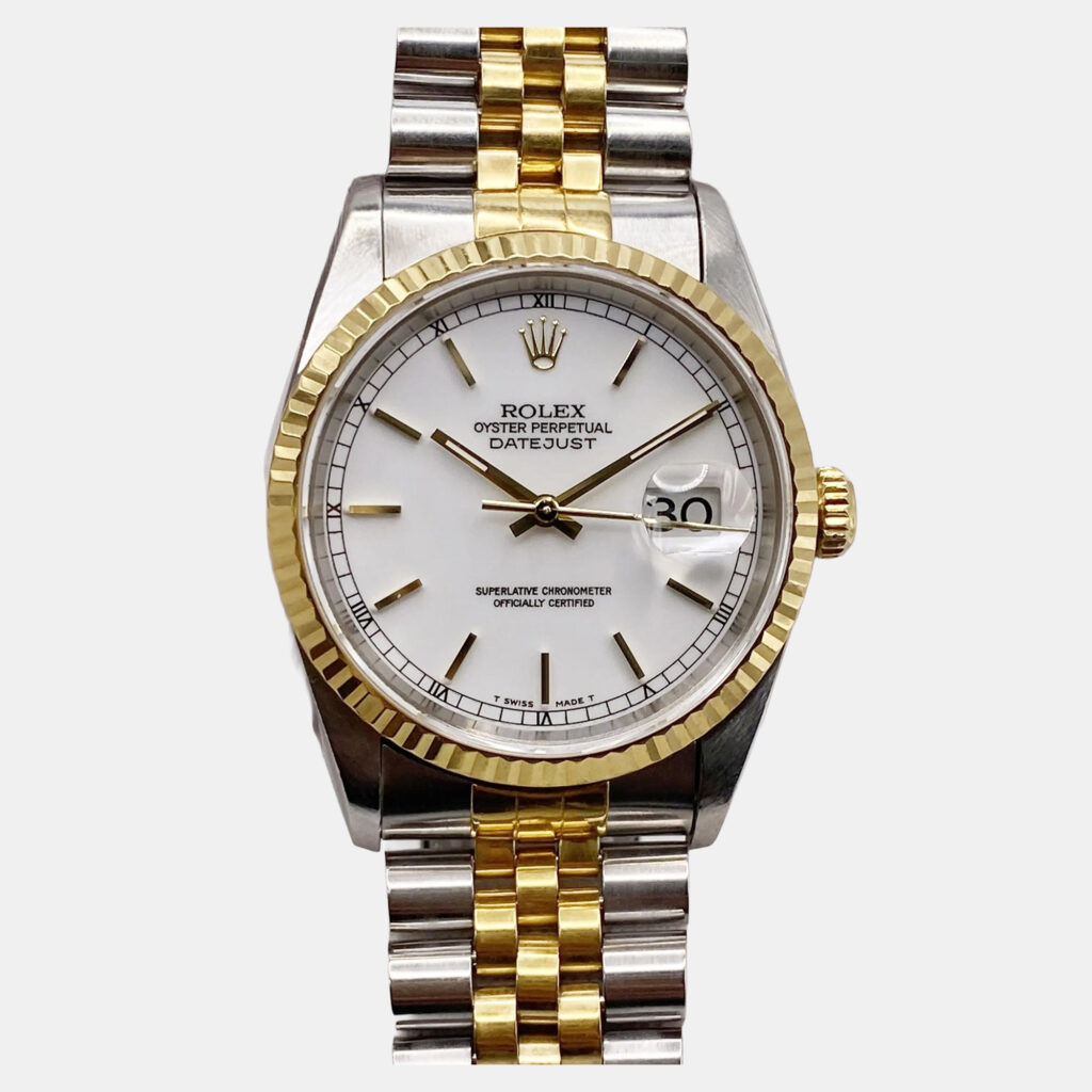 Rolex Datejust 16233 Automatic White Dial 18K Yellow Gold Stainless Steel Men's Wristwatch 36 mm Rolex Datejust 16233 Automatic White Dial 18K Yellow Gold Stainless Steel Men's Wristwatch 36 mm