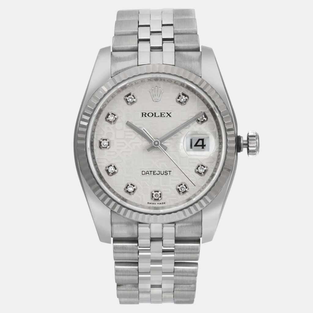 Rolex Datejust 116234 Automatic Silver Diamond Dial Stainless Steel Men's Wristwatch 36 mm Rolex Datejust 116234 Automatic Silver Diamond Dial Stainless Steel Men's Wristwatch 36 mm
