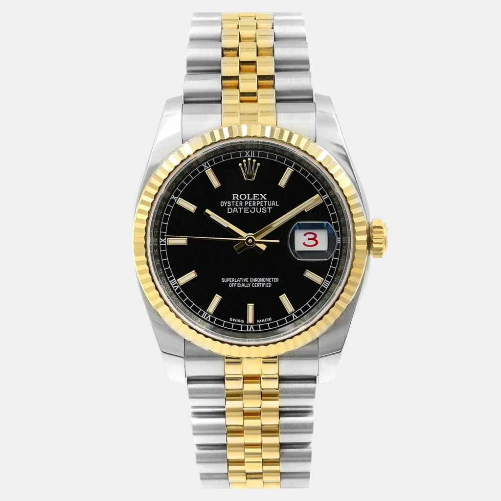 Rolex Datejust 116233 Automatic Black Index Dial Stainless Steel 18K Yellow Gold Men's Wristwatch 36 mm Rolex Datejust 116233 Automatic Black Index Dial Stainless Steel 18K Yellow Gold Men's Wristwatch 36 mm